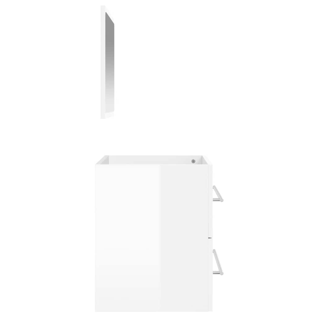 Bathroom cabinet with mirror high-gloss white wood material