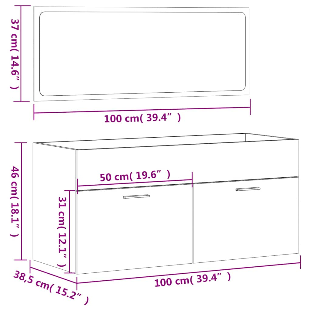 Bathroom Cabinet with Mirror White Wood Material