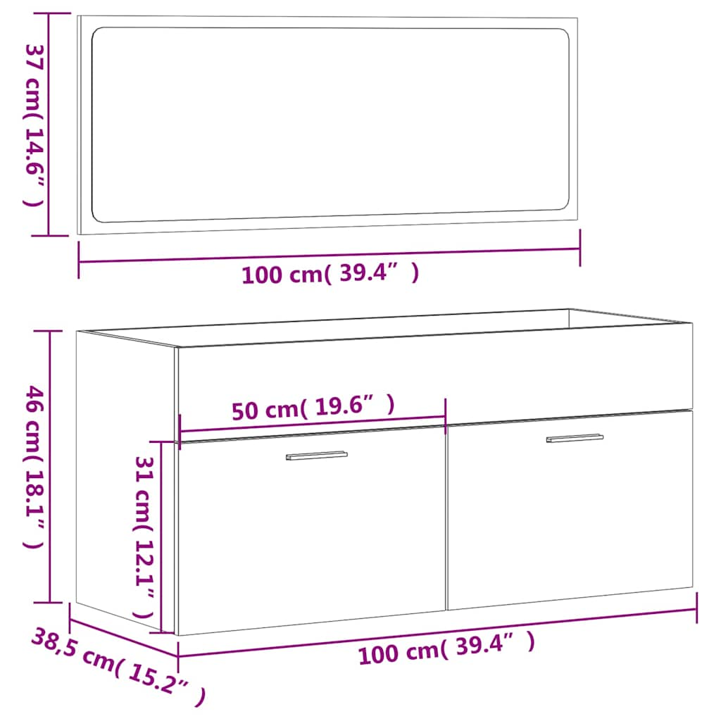 Bathroom Cabinet with Mirror Black Wood Material