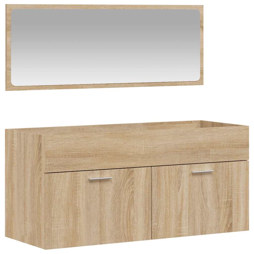 Bathroom cabinet with mirror Sonoma oak wood material