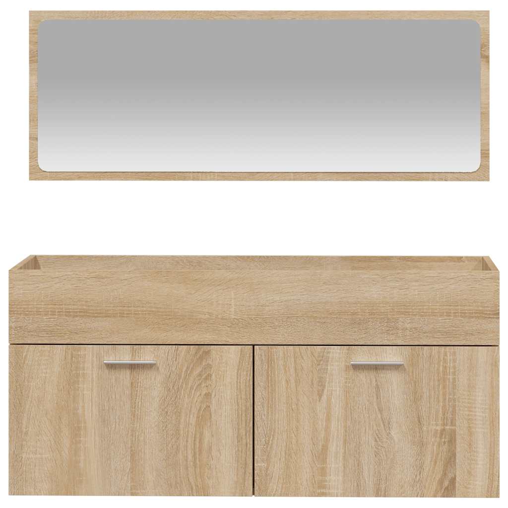 Bathroom cabinet with mirror Sonoma oak wood material