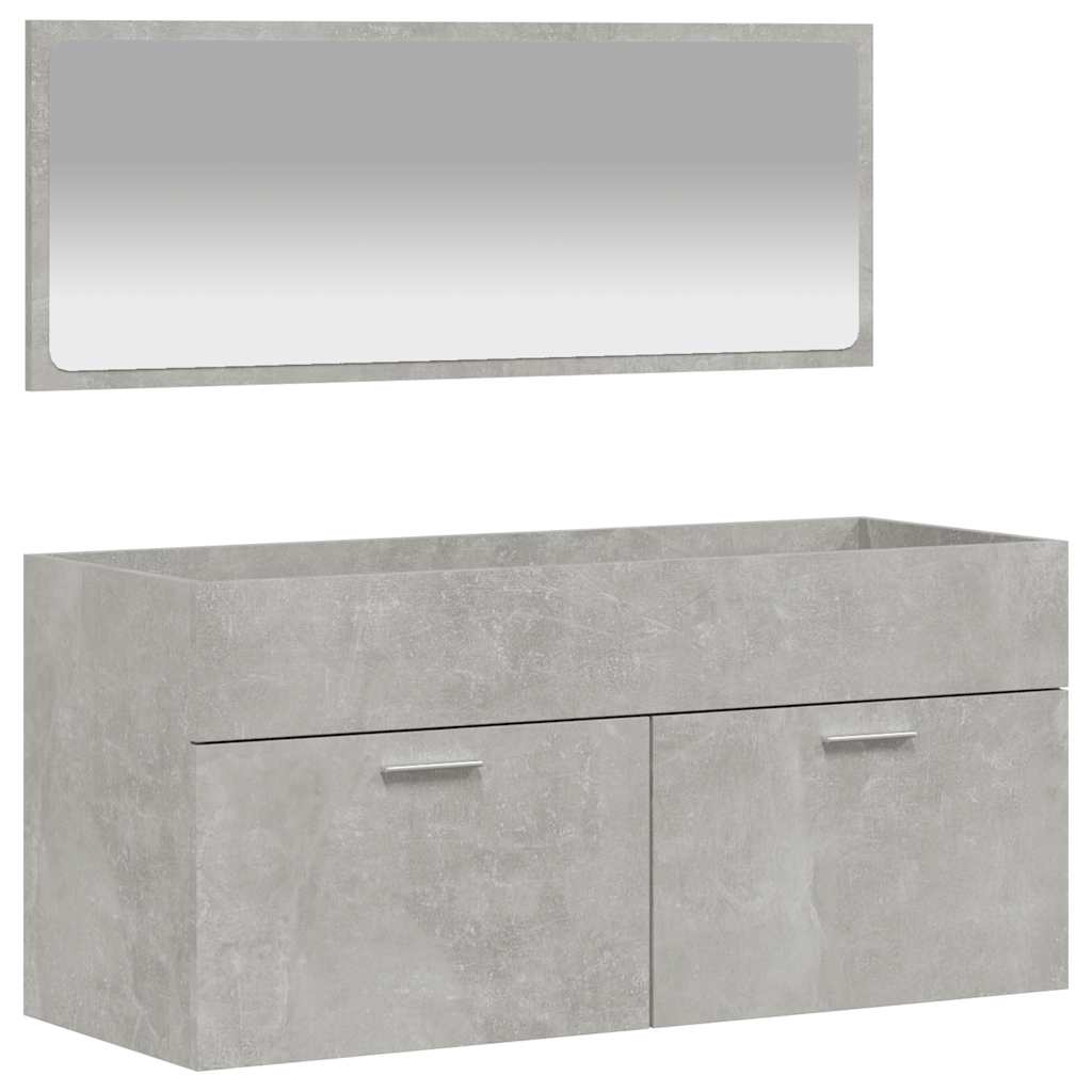 Bathroom Cabinet with Mirror Concrete Gray Wood Material