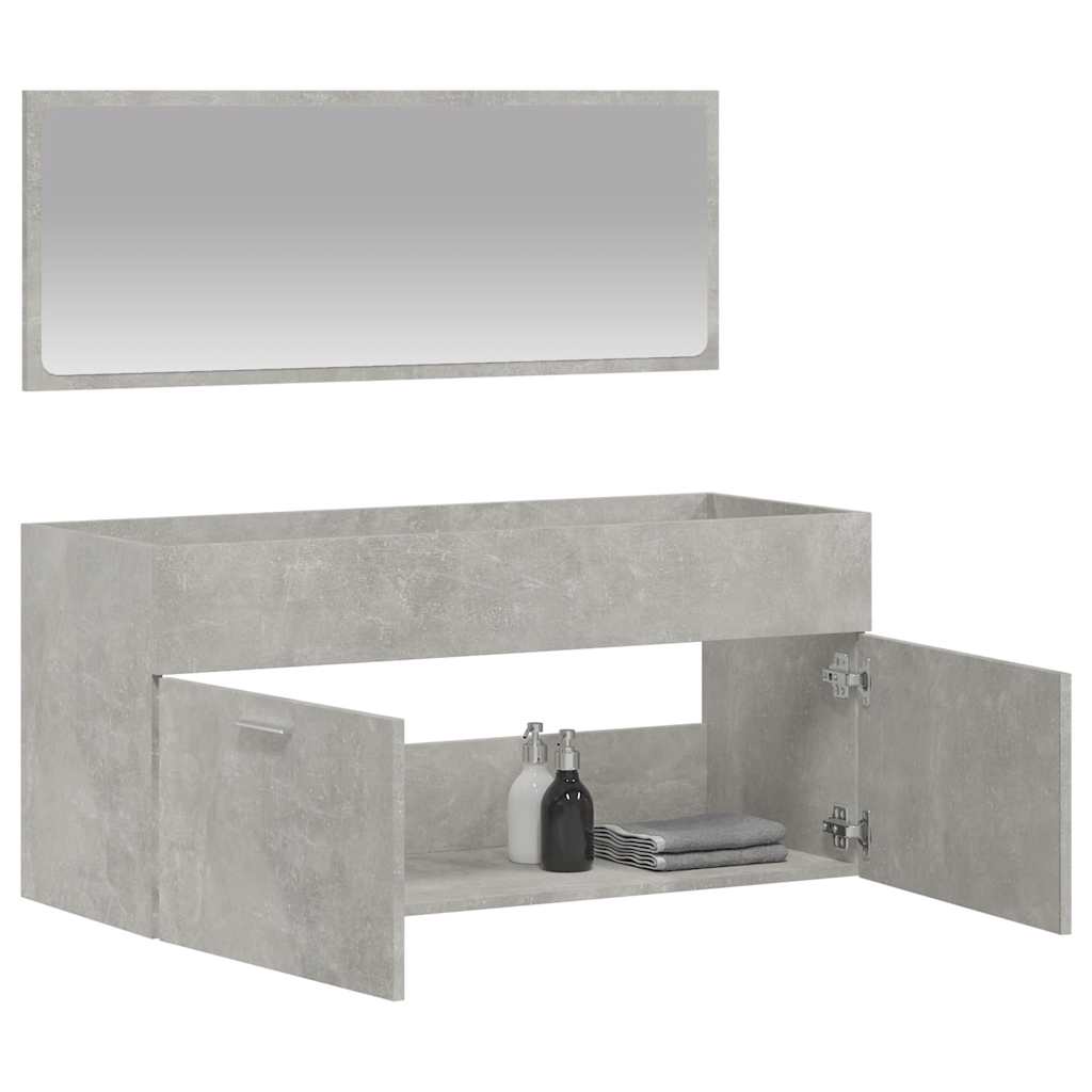 Bathroom Cabinet with Mirror Concrete Gray Wood Material