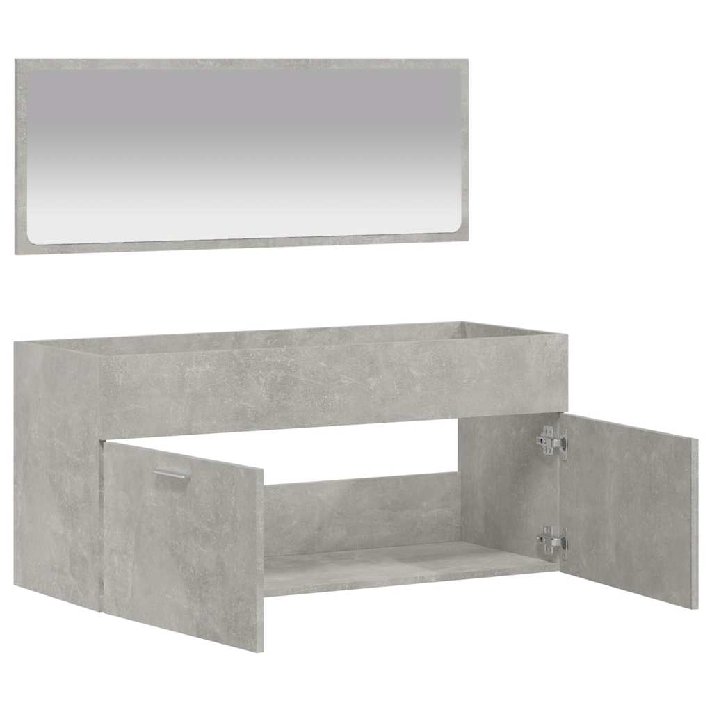 Bathroom Cabinet with Mirror Concrete Gray Wood Material