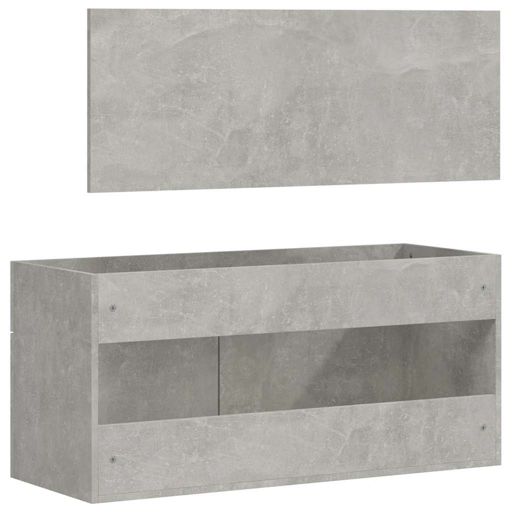 Bathroom Cabinet with Mirror Concrete Gray Wood Material