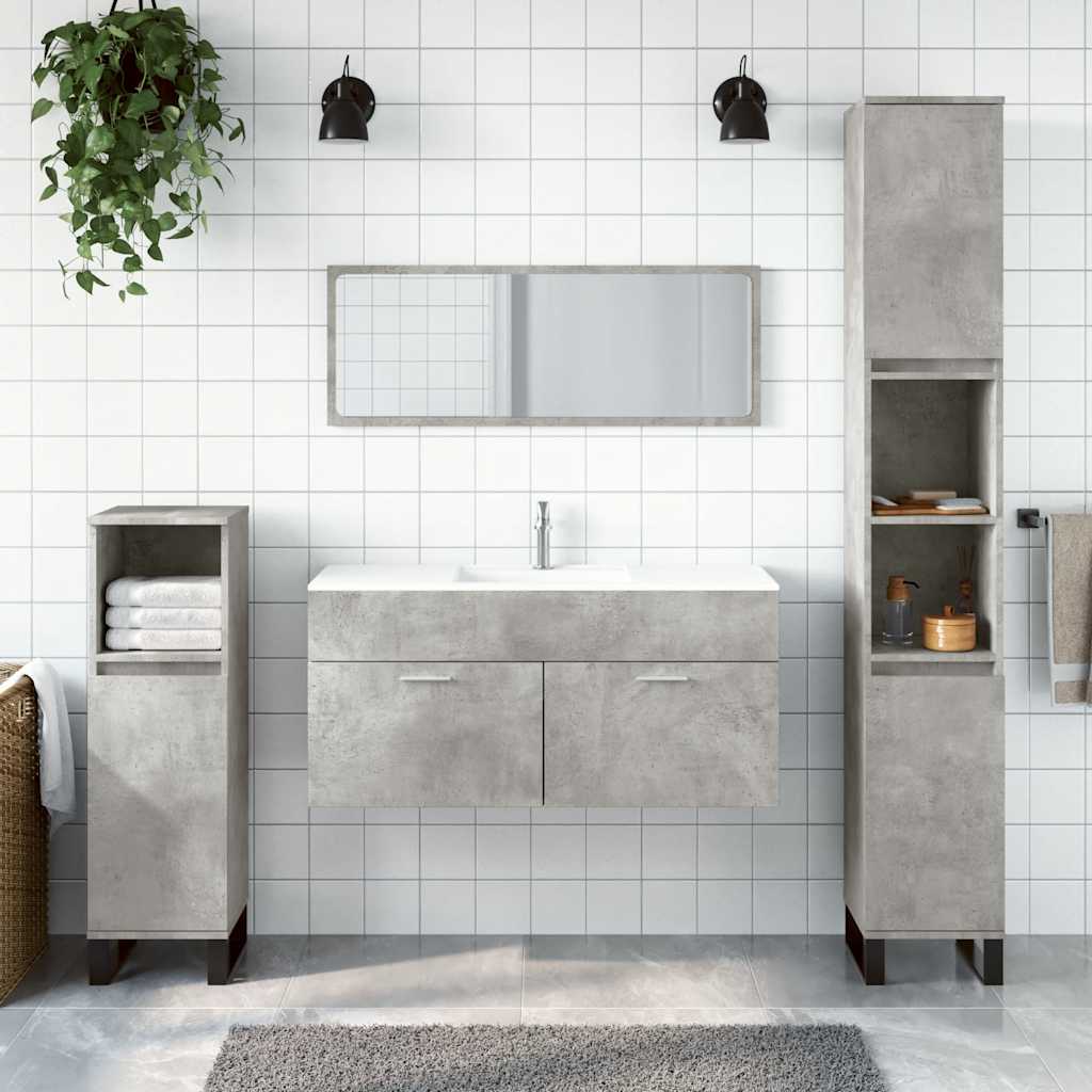 Bathroom Cabinet with Mirror Concrete Gray Wood Material