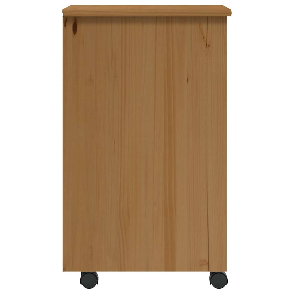 Rolling Cabinet with Drawers MOSS Honey Brown Solid Pine