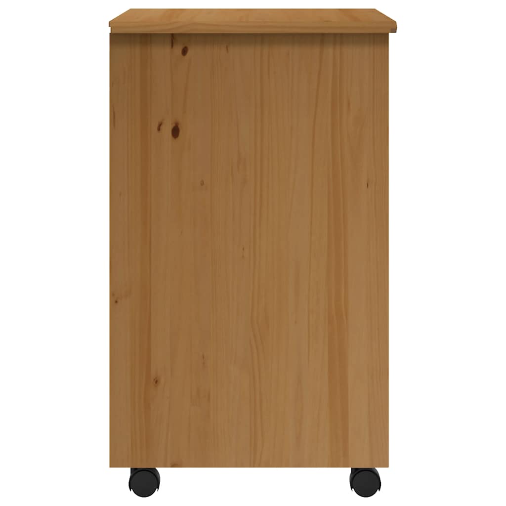 Rolling Cabinet with Drawers MOSS Honey Brown Solid Pine