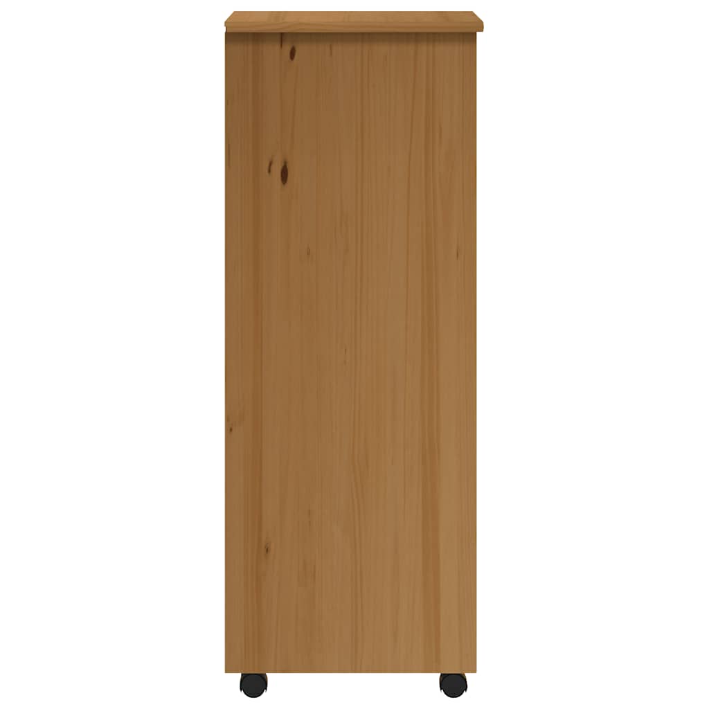 Rolling Cabinet with Drawers MOSS Honey Brown Solid Pine