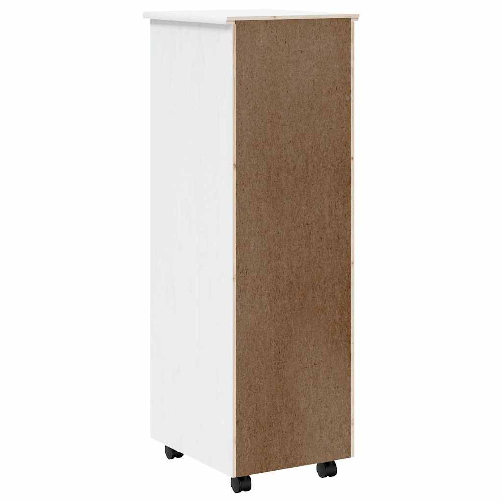 Rolling Cabinet with Drawers MOSS White Solid Pine