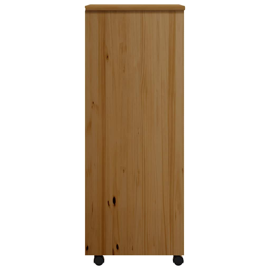 Rolling Cabinet with Drawers MOSS Honey Brown Solid Pine