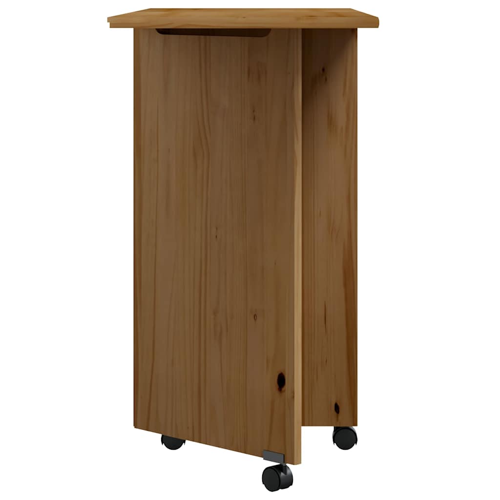 Rolling Cabinet with Desk MOSS Honey Brown Solid Pine