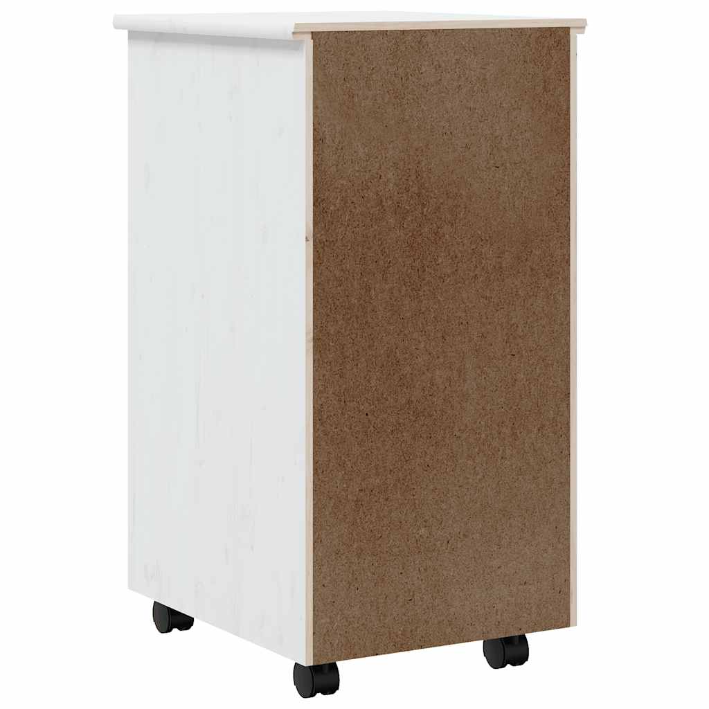 Rolling Cabinet with Drawers MOSS White Solid Pine