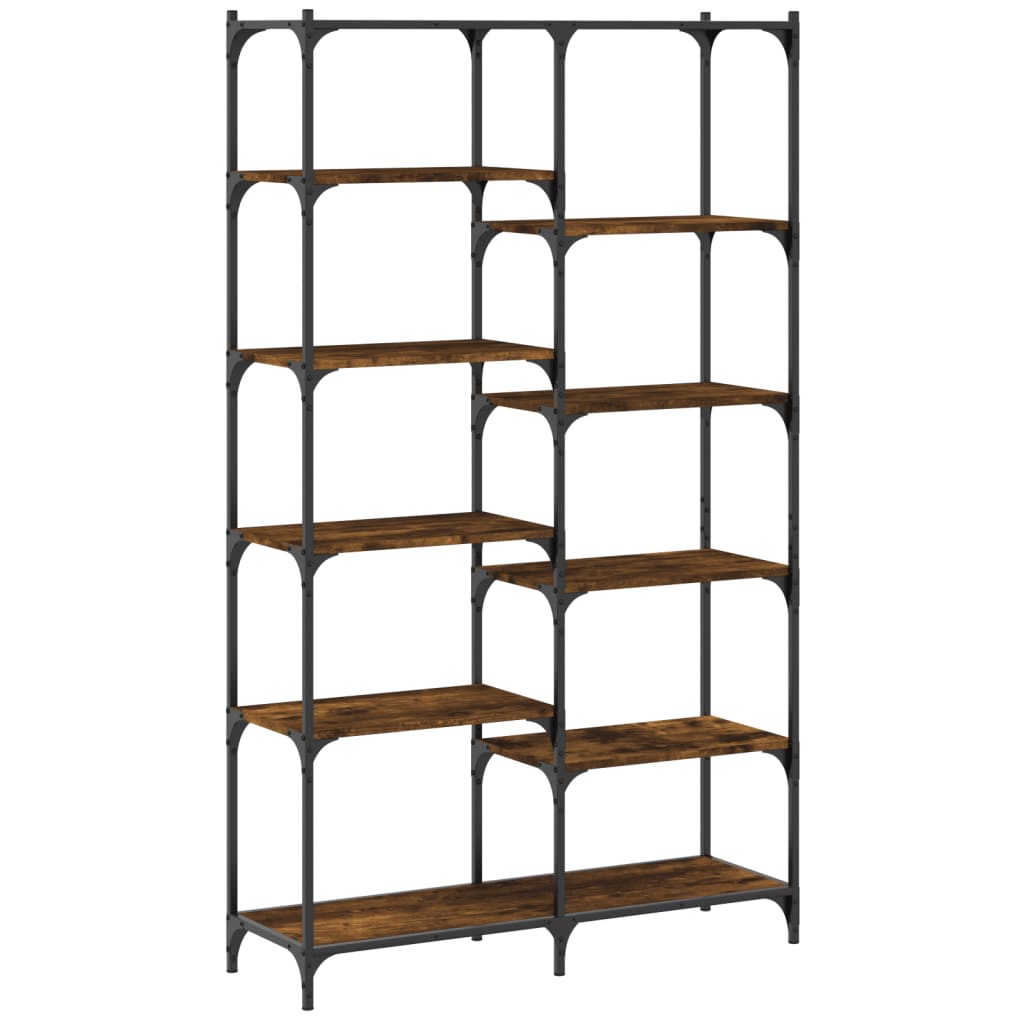 Bookshelf Smoked Oak 100x32x170 cm Wood Material and Iron