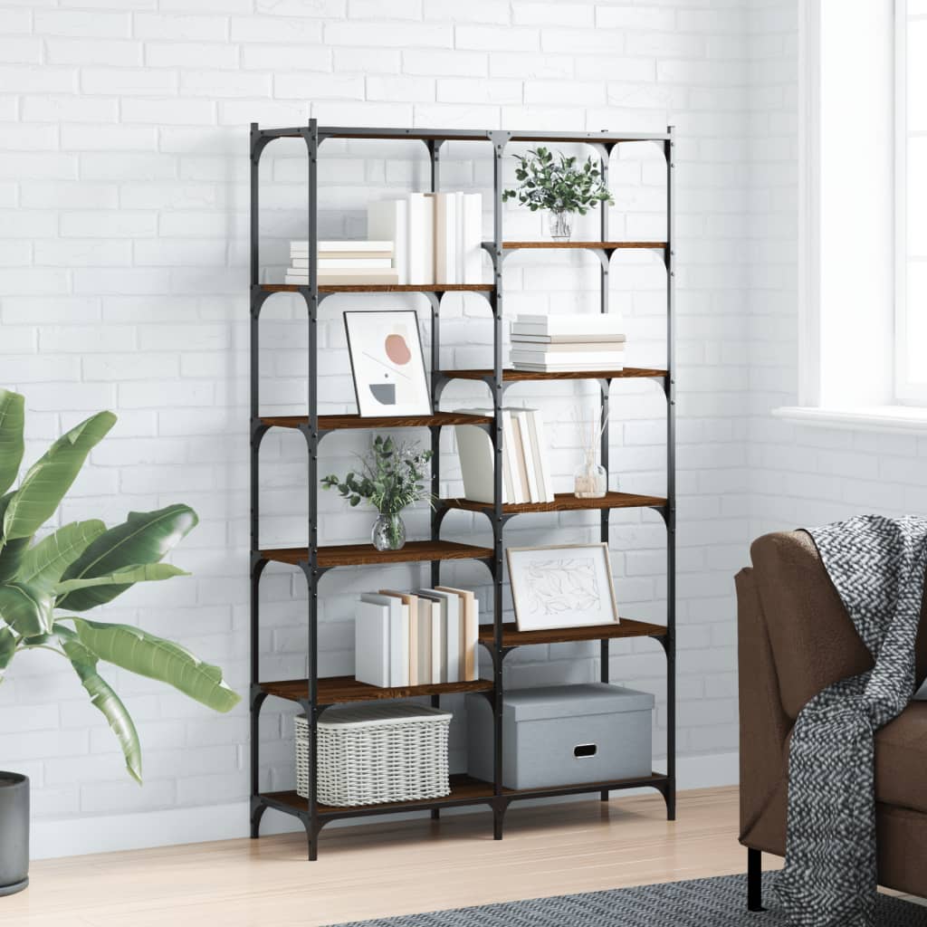 Bookshelf Oak Brown 100x32x170 cm Wood Material and Iron