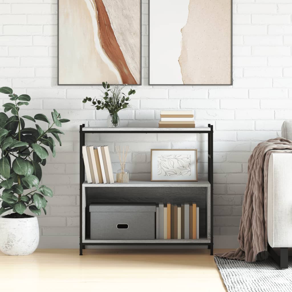 Bookcase Grey Sonoma 80x30x78.5 cm Wood and Iron