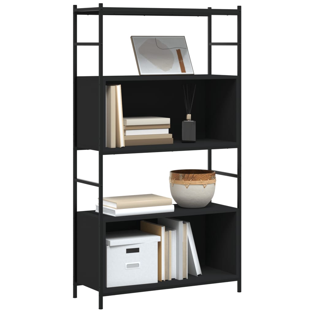 Bookshelf Black 80x30x145.5 cm Wood and Iron