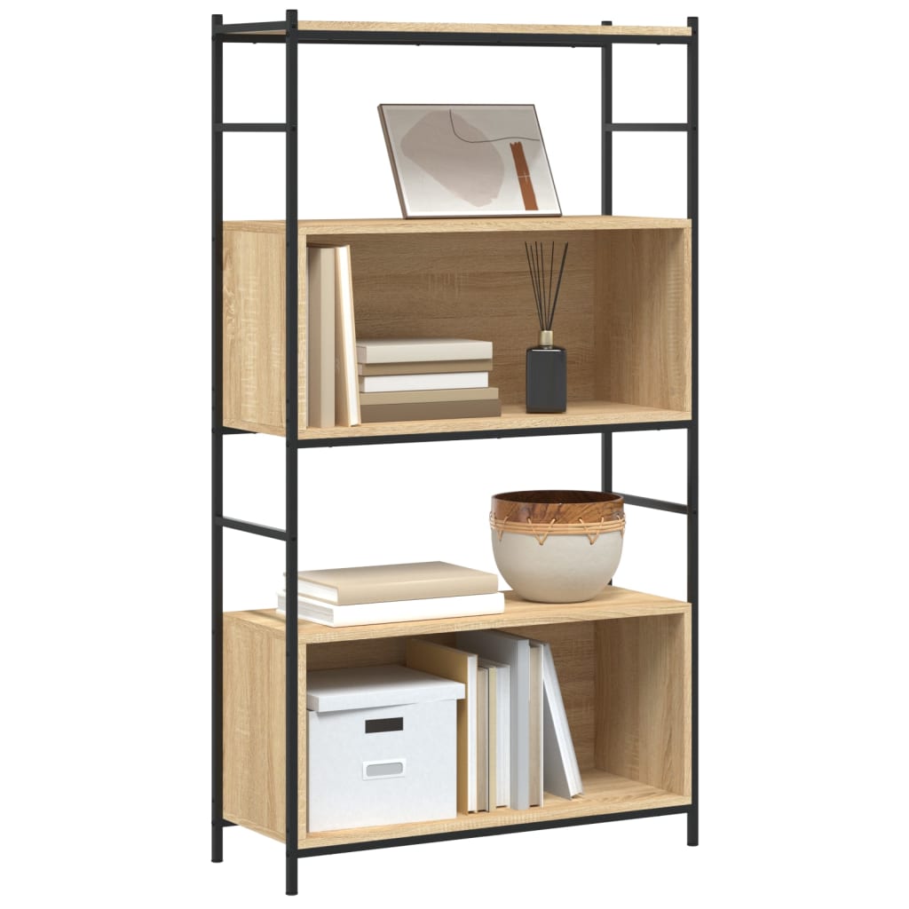 Bookshelf Sonoma Oak 80x30x145.5 cm Wood Material and Iron