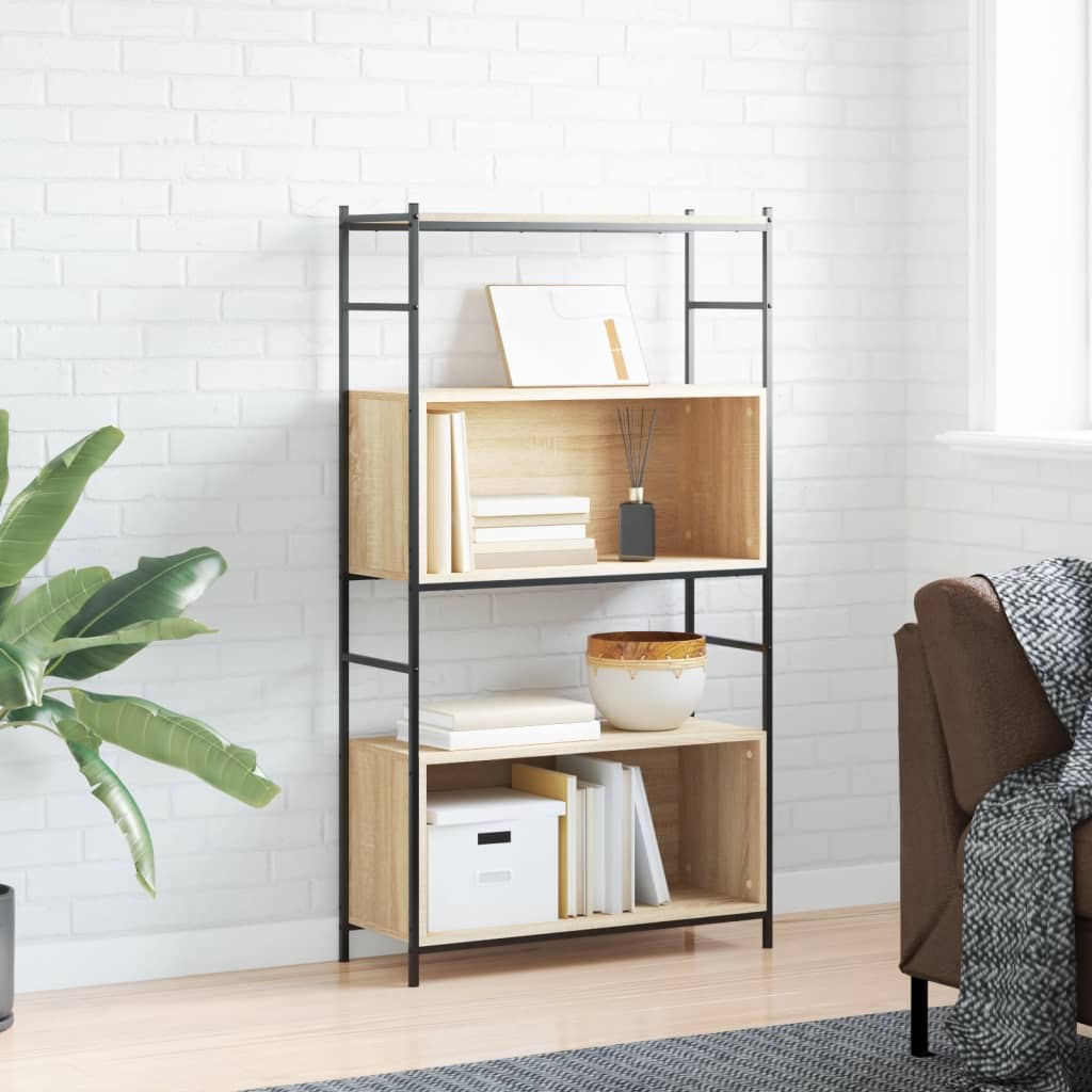 Bookshelf Sonoma Oak 80x30x145.5 cm Wood Material and Iron