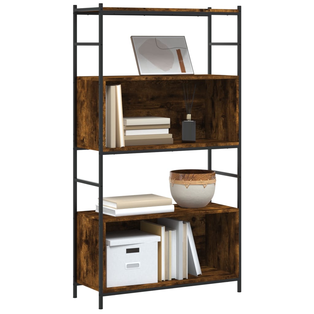 Bookshelf Smoked Oak 80x30x145.5 cm Wood Material and Iron