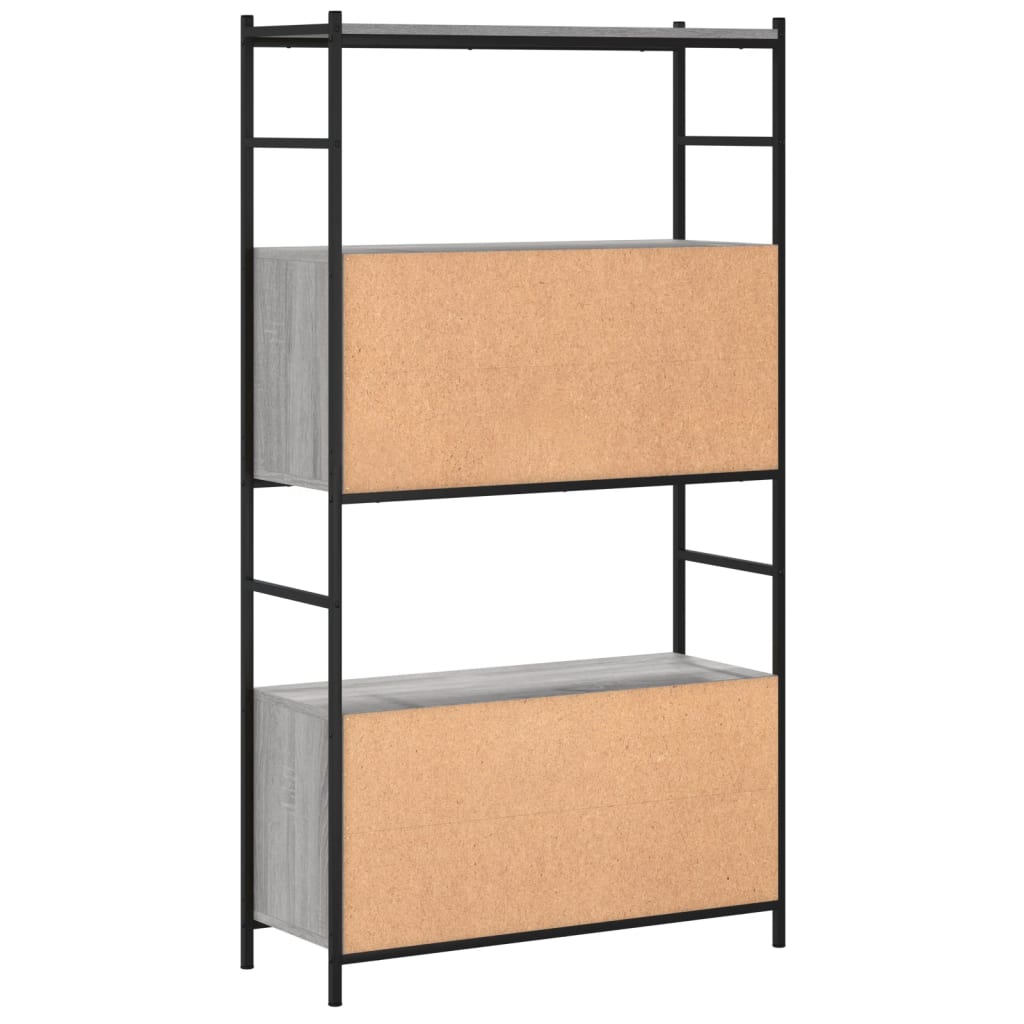 Bücherregal Grau Sonoma 80x30x145,5 cm Holzwerkstoff und Eisen