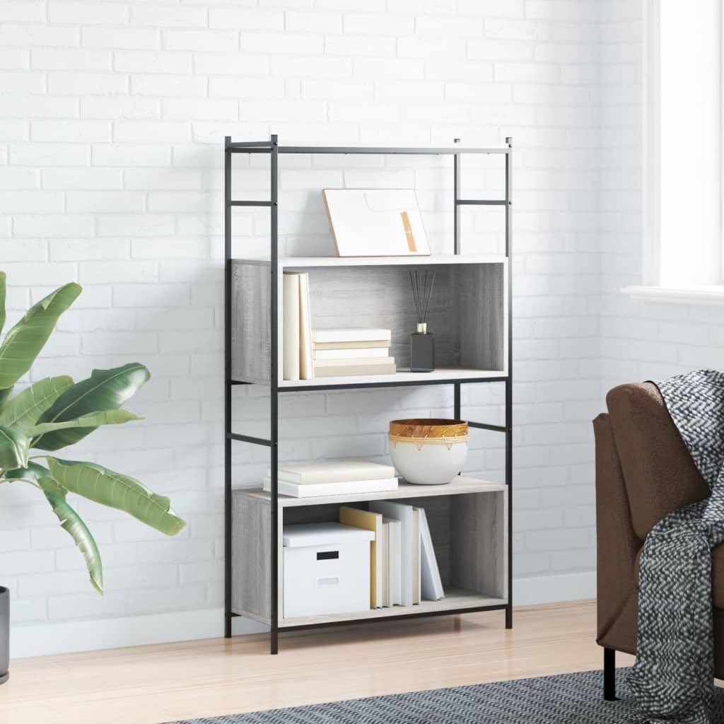 Bookcase Grey Sonoma 80x30x145,5 cm Wood and Iron