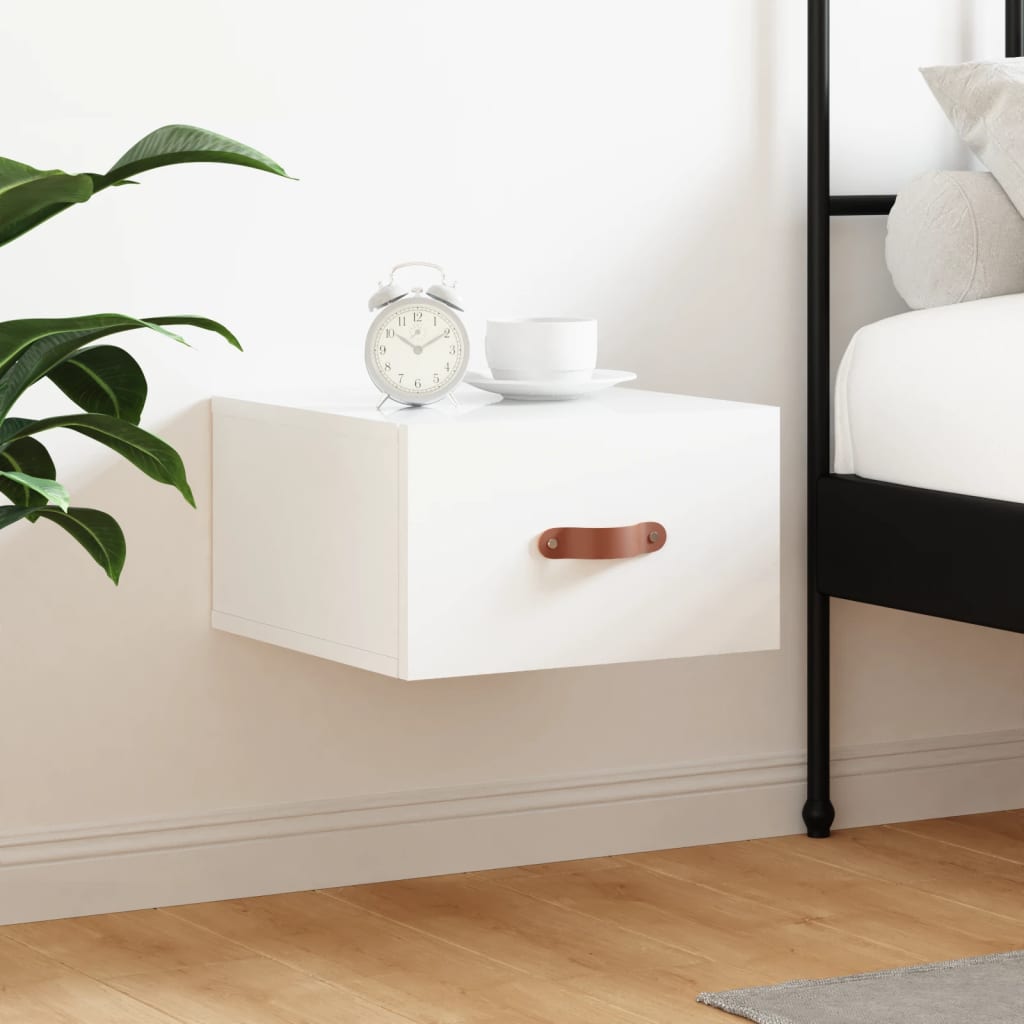 Wall-Mounted Bedside Table High Gloss White 35x35x20 cm