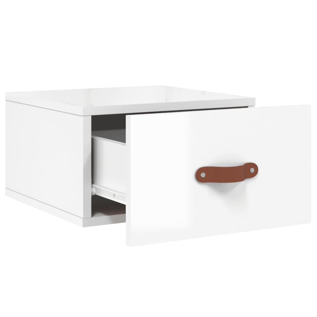 Wall-mounted bedside tables 2 pcs. High-gloss white 35x35x20 cm