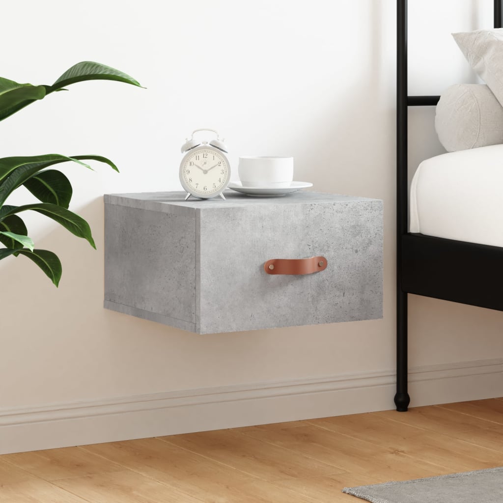 Wall Bedside Table Concrete Grey 35x35x20 cm