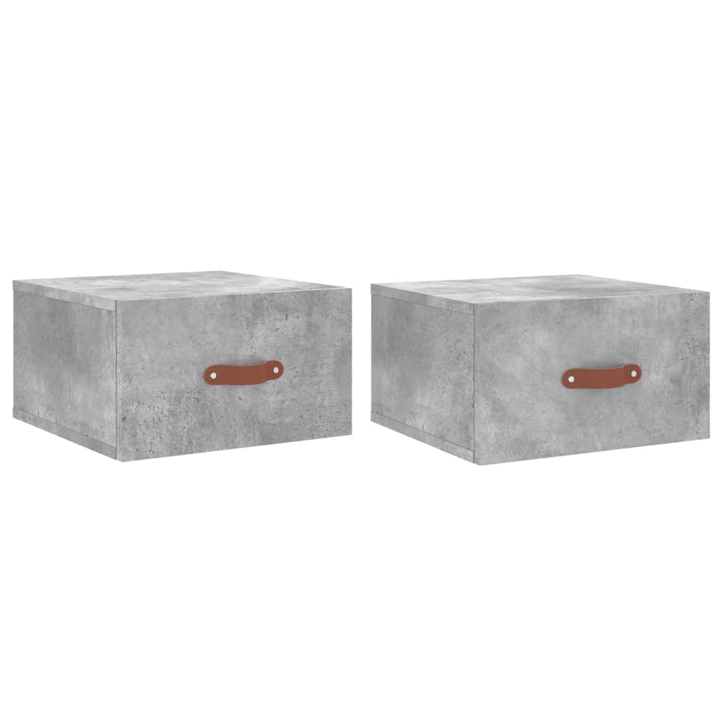 Wall-mounted bedside tables 2 pcs. Concrete grey 35x35x20 cm