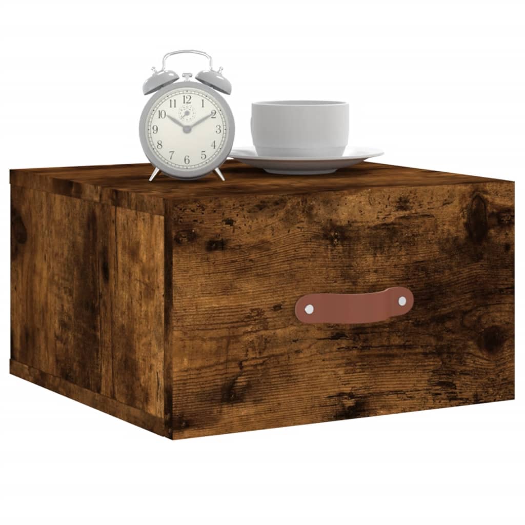 Wall-mounted bedside tables 2 pieces smoked oak 35x35x20 cm