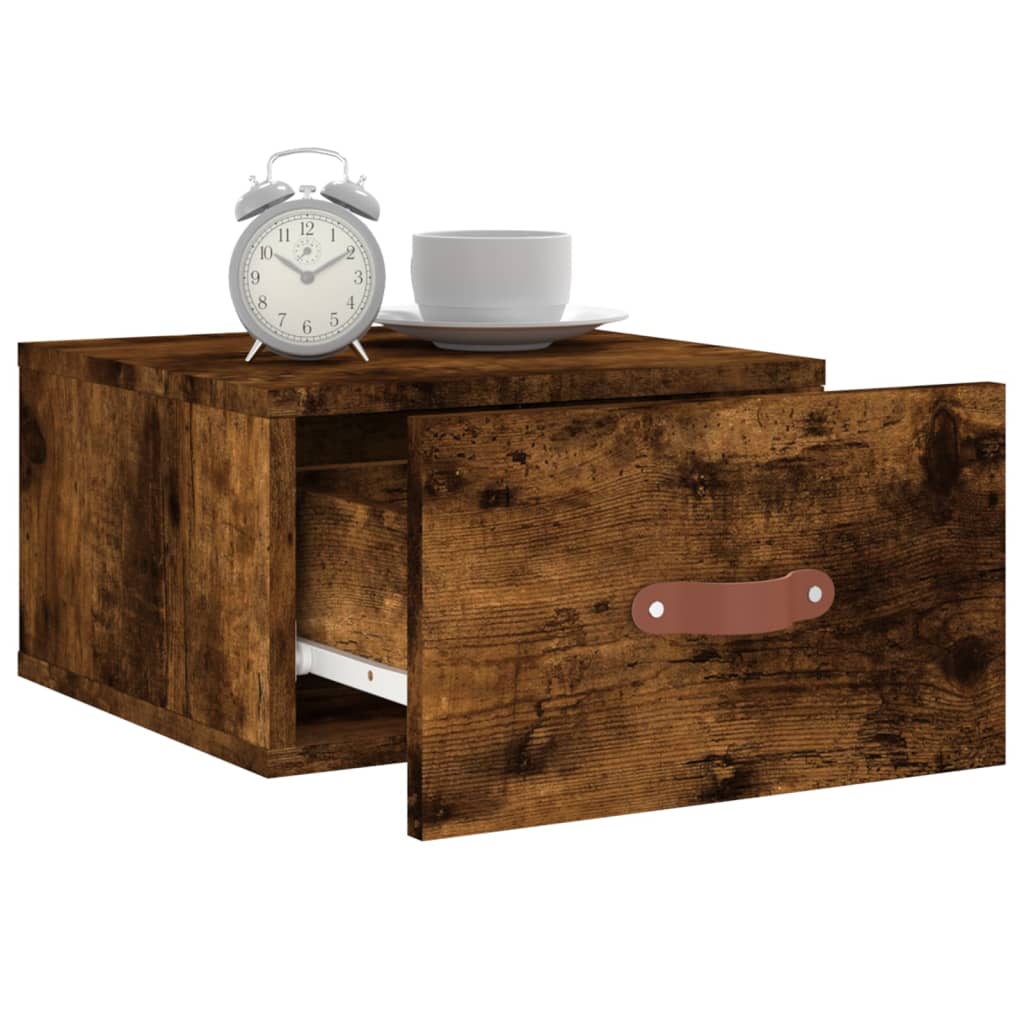 Wall-mounted bedside tables 2 pieces smoked oak 35x35x20 cm