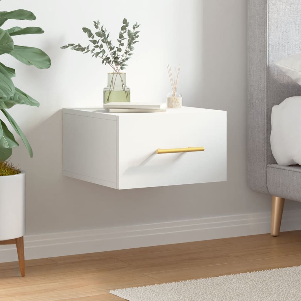 Wall Bedside Table White 35x35x20 cm