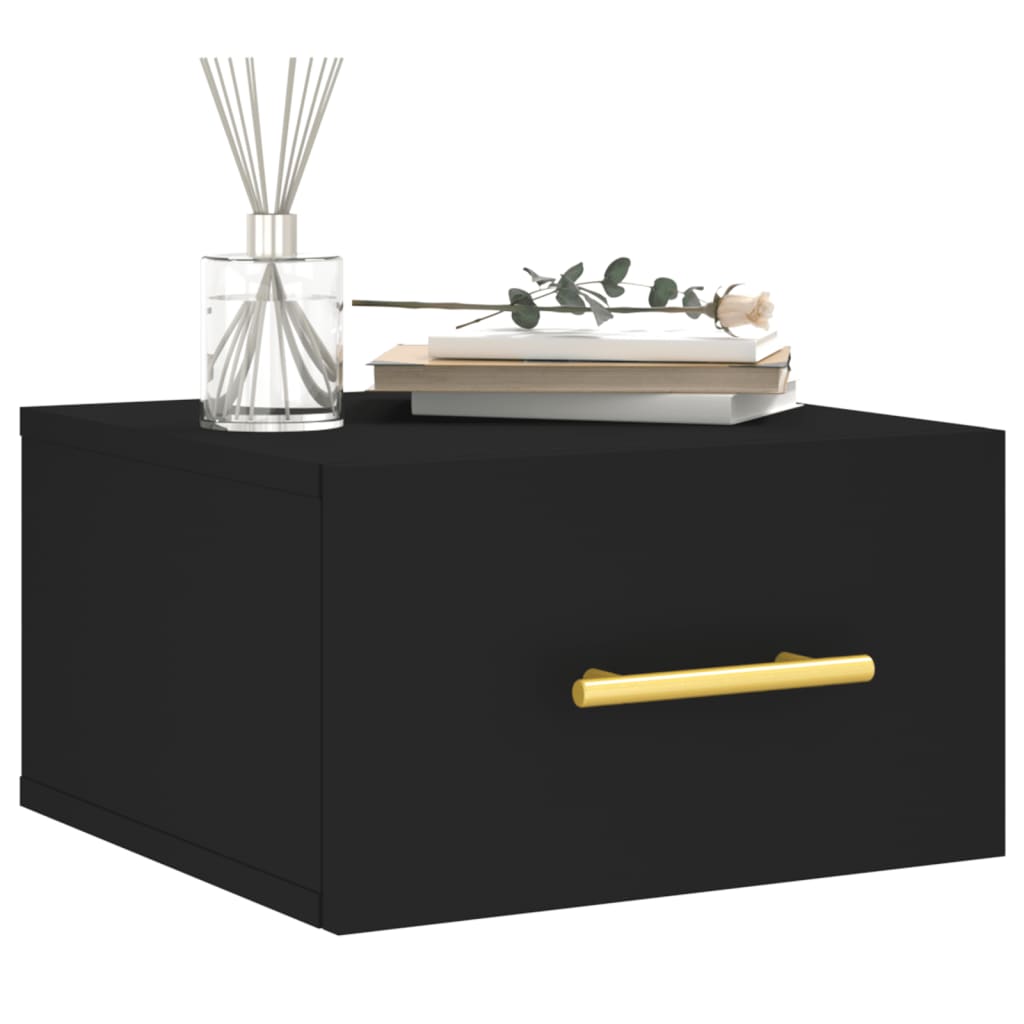 Wall Bedside Table Black 35x35x20 cm