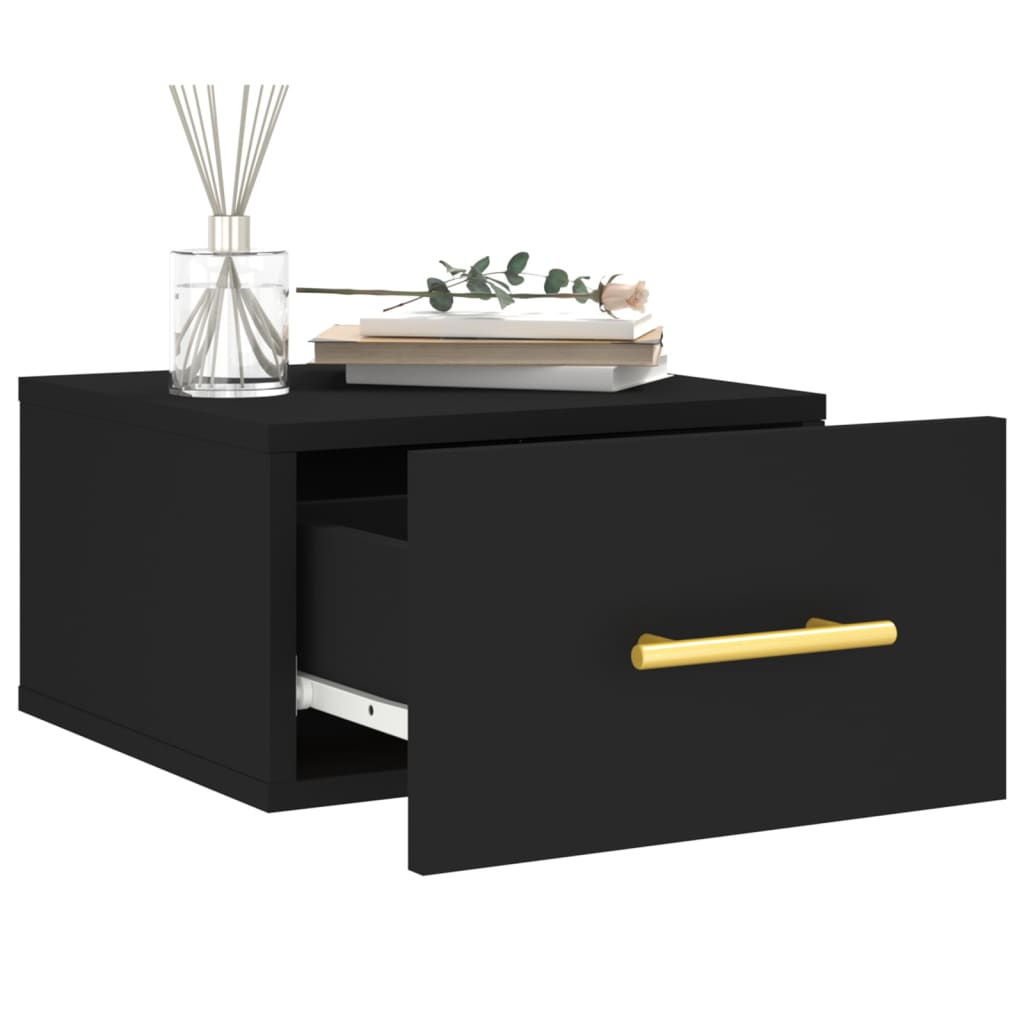 Wall Bedside Table Black 35x35x20 cm