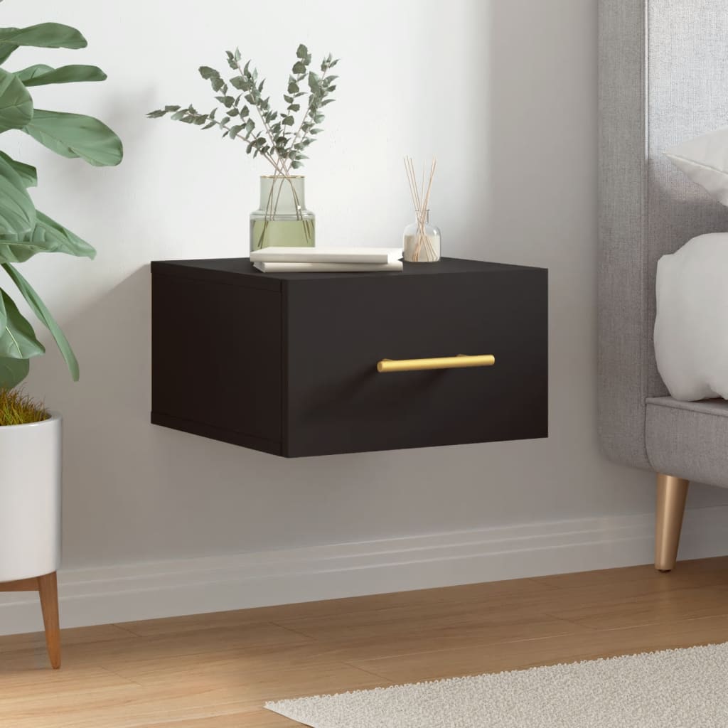 Wall Bedside Table Black 35x35x20 cm