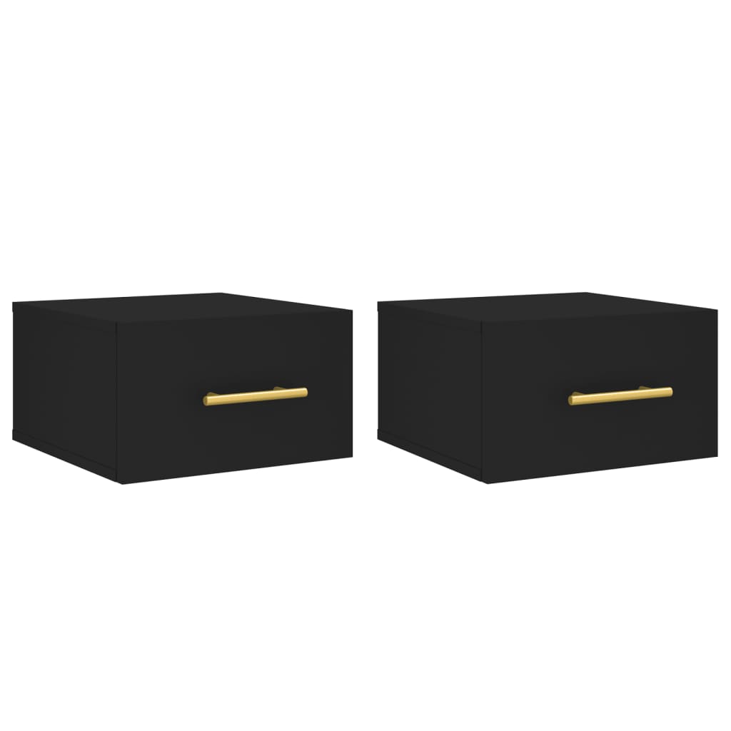 Wall Bedside Tables 2 pcs. Black 35x35x20 cm