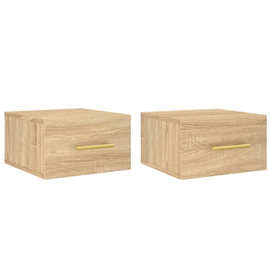 Wall-mounted bedside tables 2 pieces Sonoma oak 35x35x20 cm