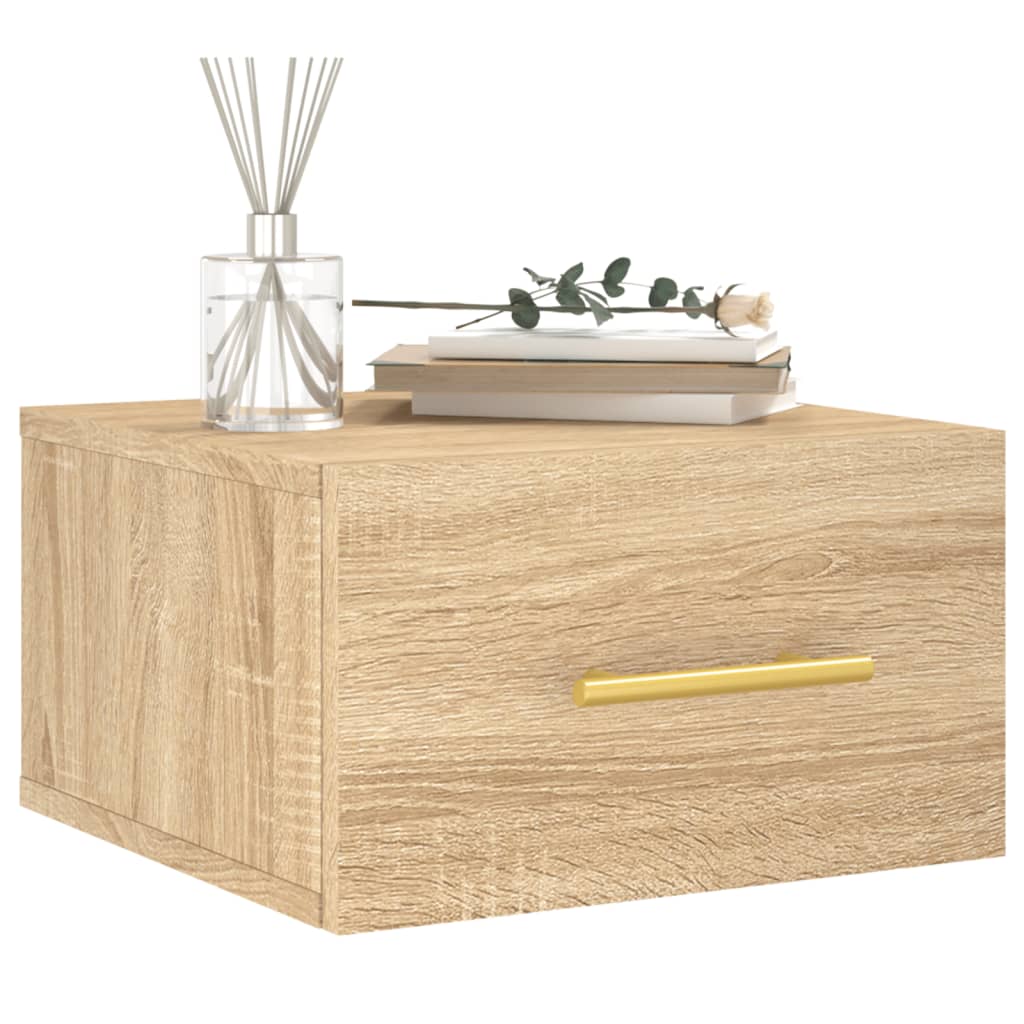 Wall-mounted bedside tables 2 pieces Sonoma oak 35x35x20 cm