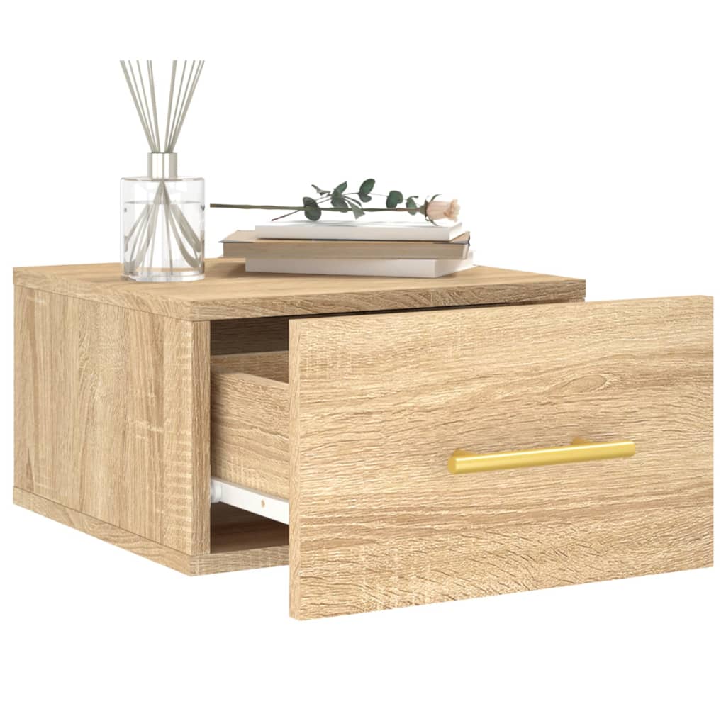 Wall-mounted bedside tables 2 pieces Sonoma oak 35x35x20 cm