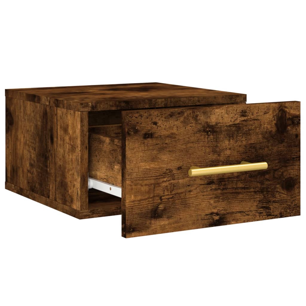 Wall-mounted bedside table smoked oak 35x35x20 cm