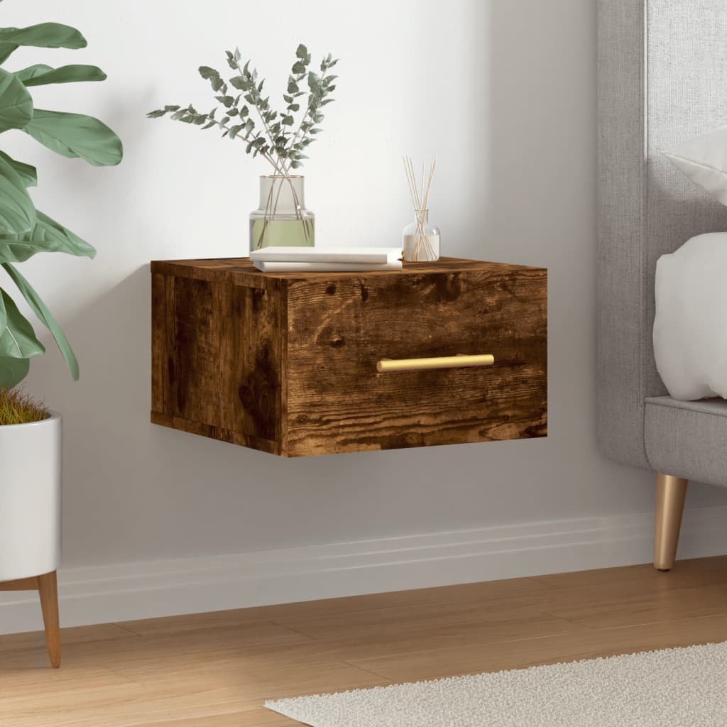 Wall-mounted bedside table smoked oak 35x35x20 cm