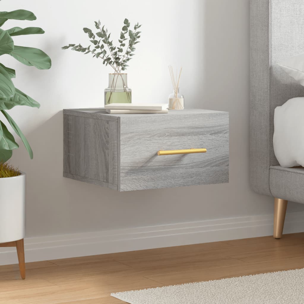 Wall Bedside Table Gray Sonoma 35x35x20 cm