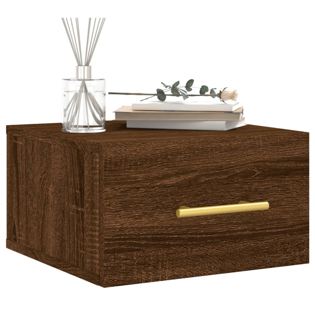 Wall Bedside Table Brown Oak Look 35x35x20 cm