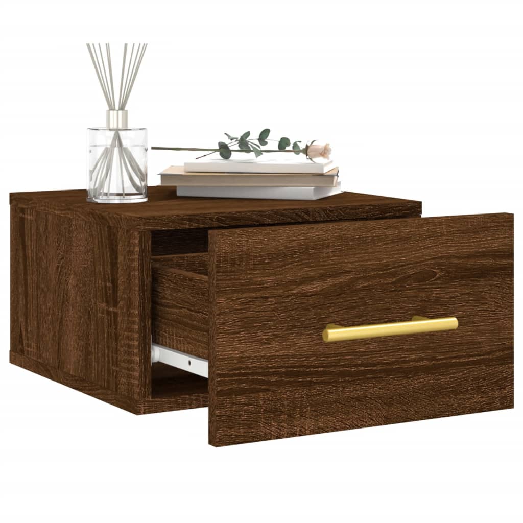 Wall Bedside Table Brown Oak Look 35x35x20 cm