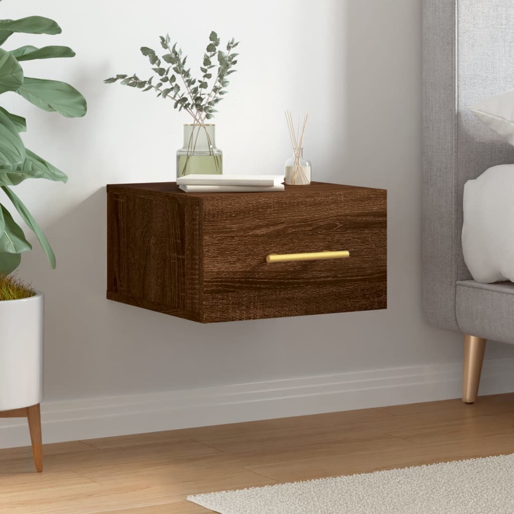 Wall Bedside Table Brown Oak Look 35x35x20 cm