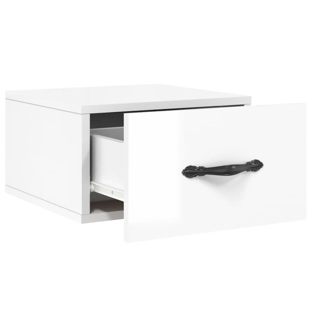 Wall-mounted bedside tables 2 pcs. High-gloss white 35x35x20 cm