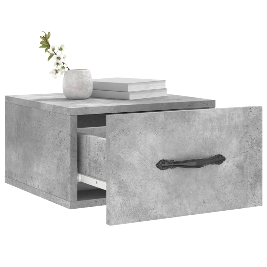 Wall Bedside Table Concrete Grey 35x35x20 cm