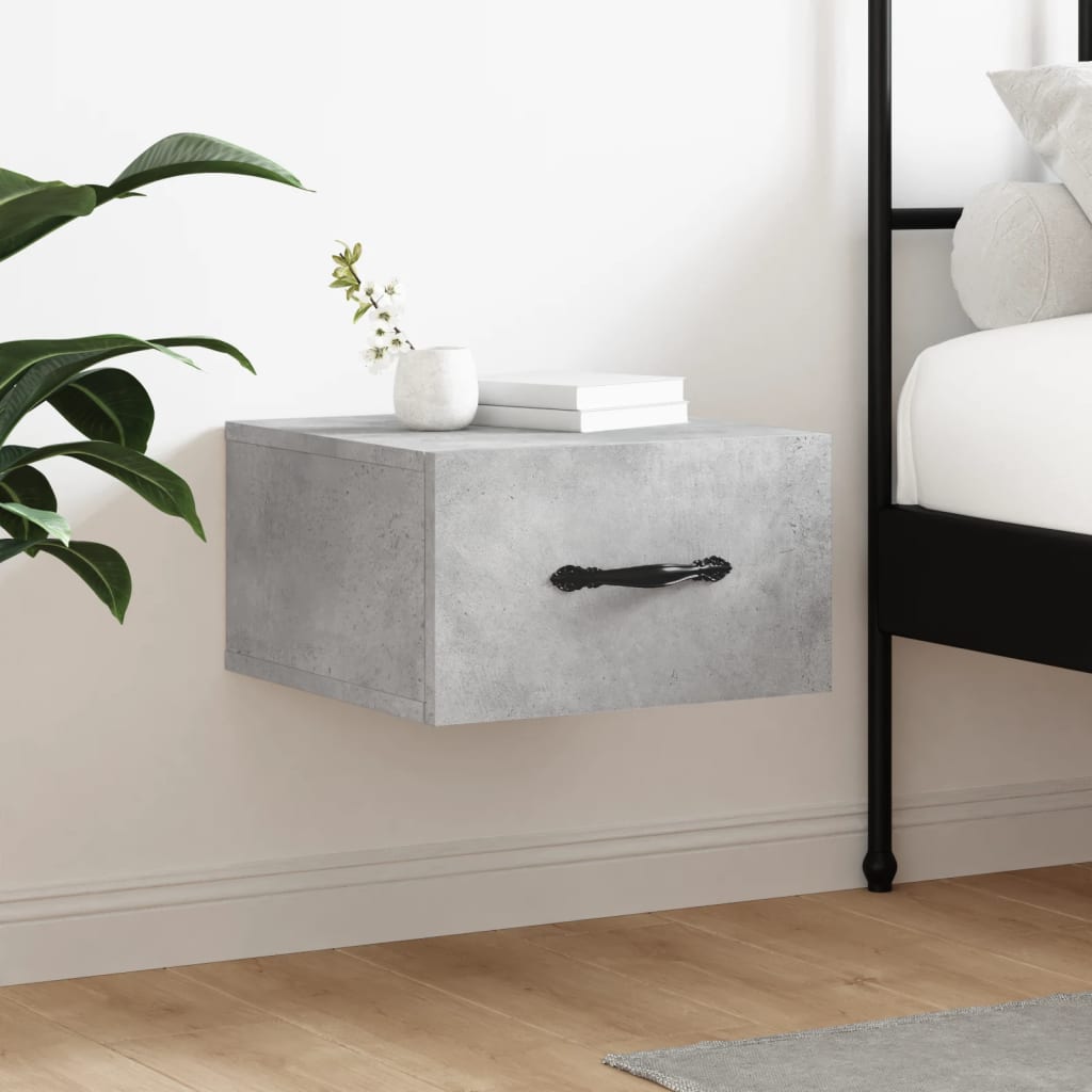 Wall Bedside Table Concrete Grey 35x35x20 cm