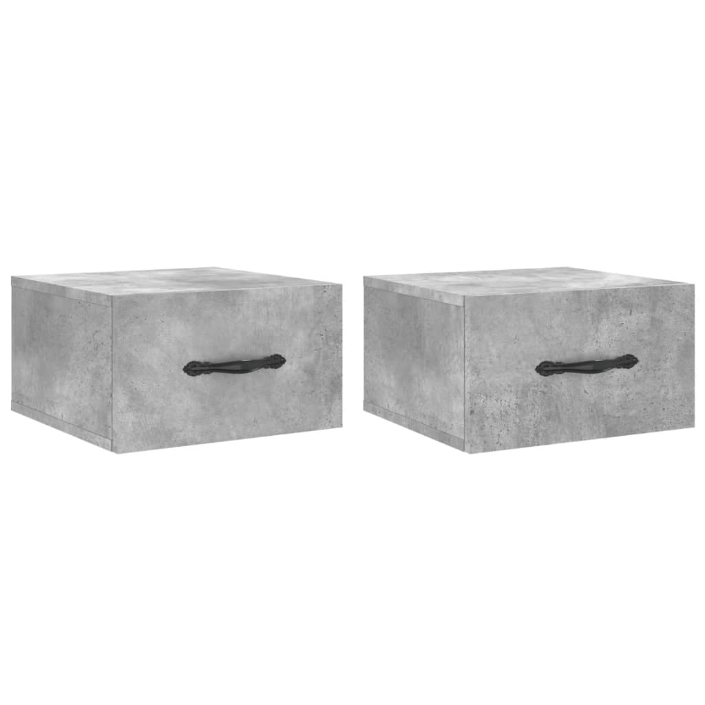 Wall-mounted bedside tables 2 pcs. Concrete grey 35x35x20 cm